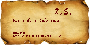 Kamarás Sándor névjegykártya